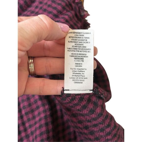 Free People Come On Over Button Down Plaid Top size L Lagenlook Boho Relaxed - Picture 9 of 12